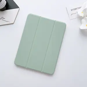 For iPad Case with Tri-Fold Stand and Pencil Holder Auto Sleep Wake Feature Durable TPU Cover