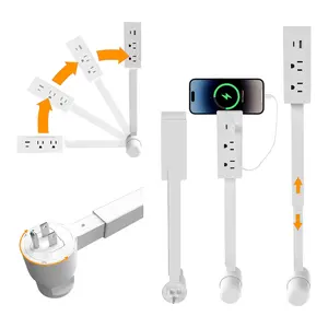 Electrical Outlet Extender with USB-A USB-C & 2 AC Outlets Swivel Socket 22-34" Extension for Couches Nightstands Desks