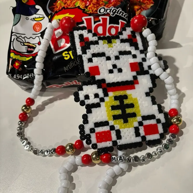 MoneyCat Perler Necklace- Beaded