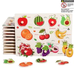 Wooden Banana Cherry Fruit & Letter Pattern Puzzle Toy, Fruit & Letter Recognition Puzzle Game, Creative Learning Toy, Educational Montessori Puzzle Gift for Kids