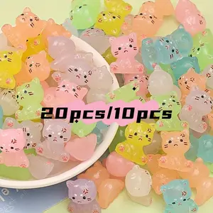 Random Color Glowing Resin Cat Statue, Resin Animal Sculptures, 10/20pcs Cute Cartoon Mini Statue, Cute Cartoon Figurine, Suitable for Room, Patio, Garden, Flower Pot Moss and Green Plant Decoration, Ornaments, Cute Figurines, Decorative Home Ornament