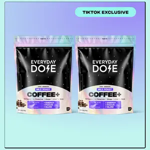 Two 14 Serving Coffee+ Mild Roast Beverage | Coffee Blend with Lion's Mane, Chaga, L-Theanine, and Collagen Protein | 2 14 Serving bags