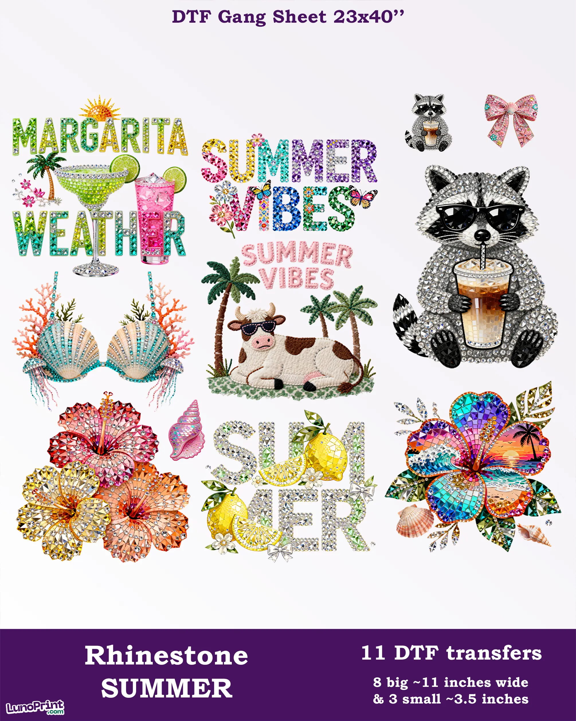 Faux Rhinestone Summer DTF Gang Sheet