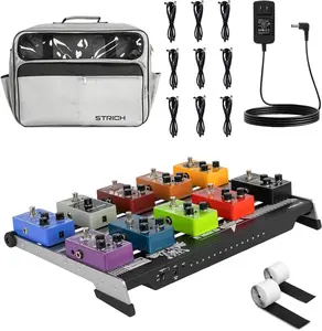 STRICH ComboFX II Guitar Pedal Board with Built-in Power Supply, 14 Outputs 9V 12V 18V, 18 x 12.2" Lightweight Aluminum Pedal Board 2.6LB with Pedal Cables, Carry Bag and Hook Loop Strips outdoorfun