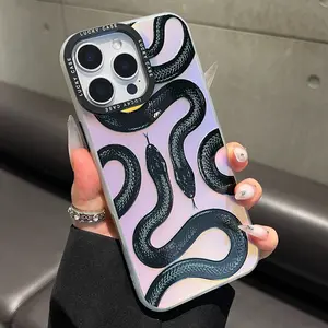 Cool Black Snake Phone Case for iPhone Samsung Galaxy 17 Air 16Pro Max 15 14Plus 13 12 11 XR XS S25 S24 S23 S22, Girly Horror Aesthetic Phone Case Shockproof Drop Protection Durable Protective Silicone Cover Tuff phone cases.HY17