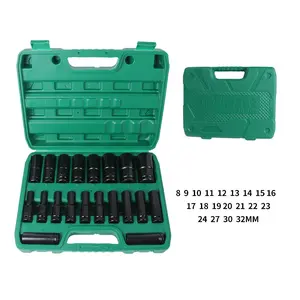 Ready Stock 20pcs 1/ 2 Inch Impact Wrench Socket Set + Adapter - 8- 32mm Hex Tool for Auto Repair Including Portable Storage Box Ratchet Wrenches Set
