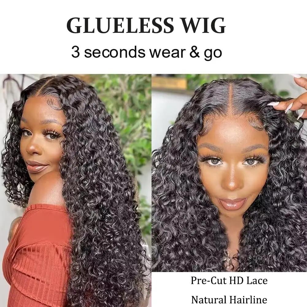 BLING HAIR 30 36 Inch Deep Wave Curly 7x5 13x4 Glueless Wig Human Hair 13x6 HD Lace Frontal Wig Pre Cut Wear Go Deep Wave Front Wig 180% Density