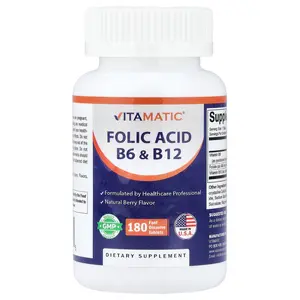 Vitamatic Folic Acid B6 & B12, Natural Berry, 180 Fast Dissolve Tablets