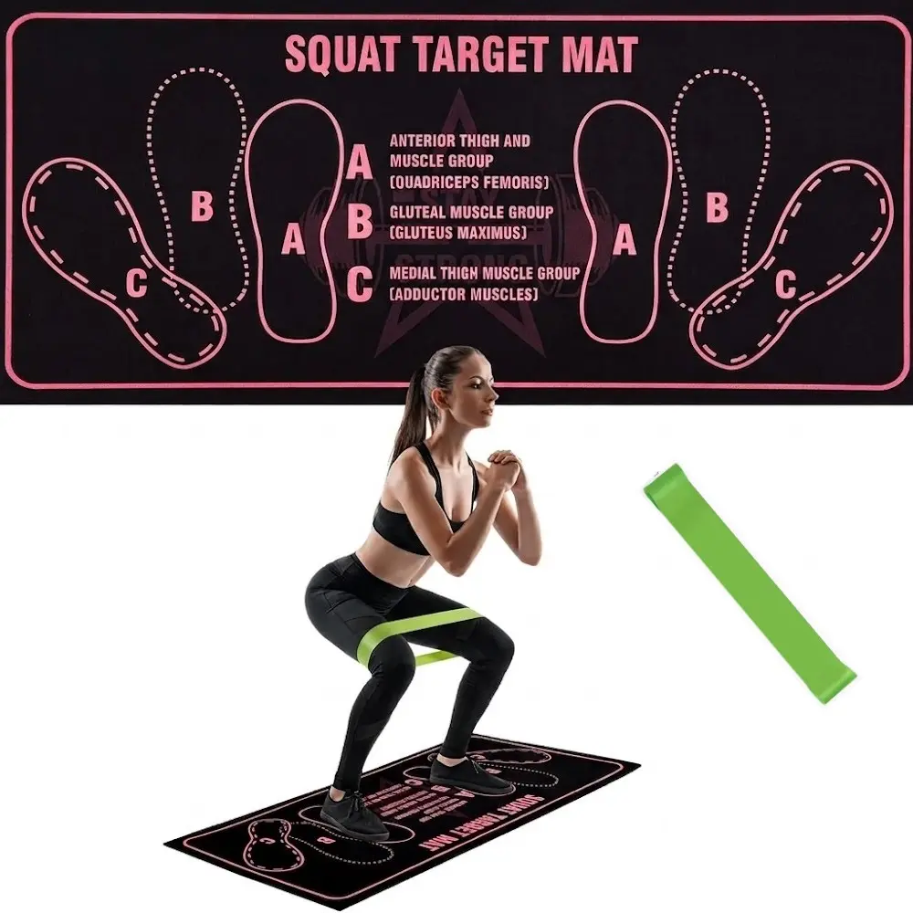 Squat Mat with Foot Position - 30"x 13.8" Non-Slip High-Density Sports Mat Pad for Safe Squats, Improving Muscle Activation & Home Gym Workouts, Exercise Equipment Mat, Squat Guide Mat, Fitness Workout Accessories