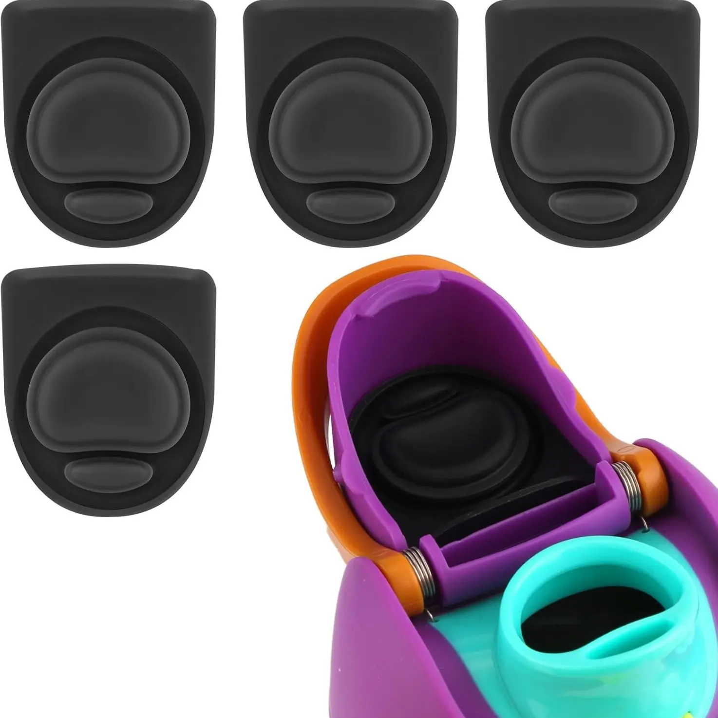 4-Pack Replacement Bottle Stopper, Compatible with 24oz and 32oz Water Bottles, Silicone Seal Rings, Silicone Lid, Fits 16/19/24/32/40oz Caps