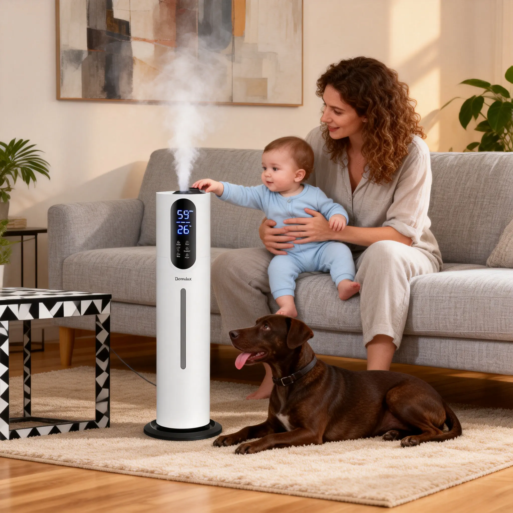 7.5L UV-C Sterilizing Air Purifier with Humidifier (US Plug), Anti-Bacteria Clean Tank Tech, 2200sq.ft Large Home Coverage, 50H Cold Air Diffuser Fragrance, Smoke Dust Odors Removal, Remote Control, Low Noise Sleep Mode, White, Mother's Day Gift
