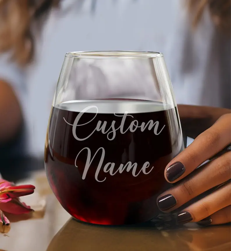 Wine Glass, Engraved Custom Name Text Glass, Wine Whiskey Beer Glasses