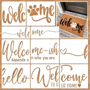 Welcome Stencils for Painting   Door mats,  Funny Hello Welcome  Stencils for Doormat Crafts Furniture Sign DIY Canvas (mat10)