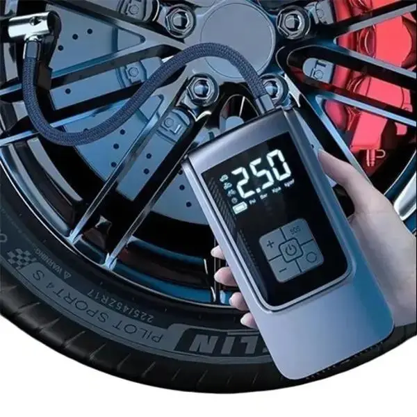 Portable Tire Inflator, 150 PSI Tire Pump with 4 Nozzles, Digital LCD Display, Car Tire Pump Auto Shut Off for Car Motorcycle Bicycle Ball