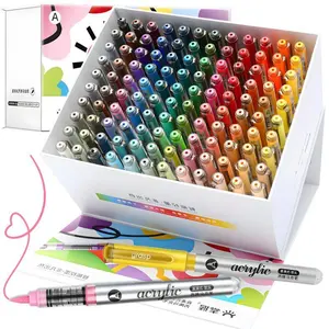 Acrylic Paint Marker Set, 12pcs/set Brush Tip Acrylic Paint Pen, Waterproof Acrylic Brush Marker for Canvas, Wood, Stone, DIY Crafts, Waterproof Acrylic Markers