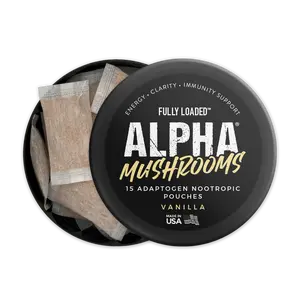 ALPHA MUSHROOM Vanilla Pouches by Fully Loaded - Focus, Mind, Body, Immunity Support - Lion's Mane, Cordyceps, Chaga, Sugar Free health fitness Powder