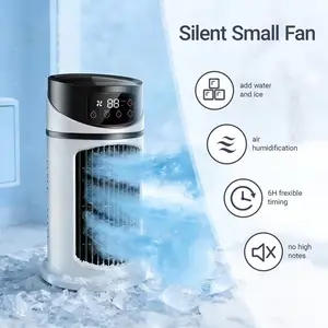 Portable air conditioner fan with cooling and humidifying functions, Humidifier Fan, Multifunctional fan, portable desktop fan, quick cooling, 6-speed wind adjustment, can add water and ice, suitable for outdoor, office, bedroom, festival gift