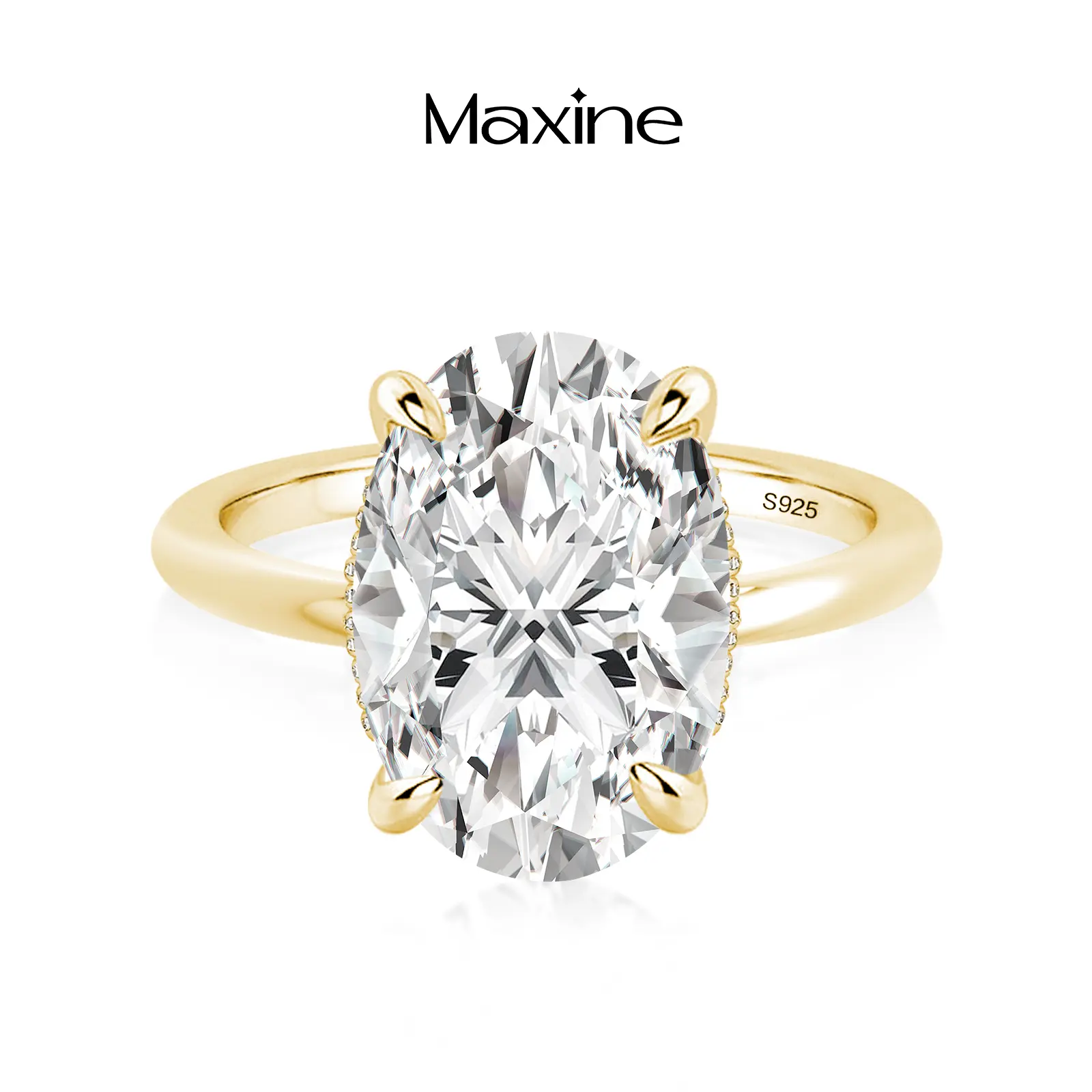 Maxine 5.5Ct Oval Cut D-Color Synthetic Moissanite Engagement Ring, Affordable Luxury