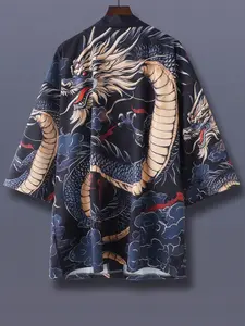 Stylish Summer Beach Cover-Up for Men and Women, Loose Casual Kimono with Unique Dragon Print, Lightweight UV Protection Jacket