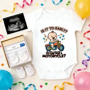Cotton Baby Bodysuit Baby Riding Motorcycle Print 100% Pure Cotton Non-Irritating Snap Closure Breathable Stretchy Perfect For Gifting & Everyday