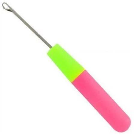 Latch hook crochet needle used for hair maintenance and extension installation.