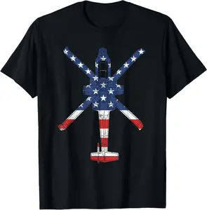 100%cotton AH64 Apache Military Attack Helicopter American Flag Apache T-Shirt