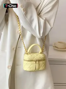 New Fashion Mini Handbag, Casual Metal Chain Crossbody Bag, Diamond Pattern, Fits Daily Cosmetics, Women's Stylish Shoulder Bag, Crossbody Clutch Purse