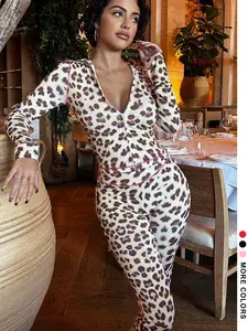 Women's Leopard Print Zipper Crop Top & Pants Two-Piece Set, Casual Long Sleeve Top & Trousers for Spring & Fall, Lady's Clothes for Daily Wear, Stretchy Outfit Sets, Womenswear