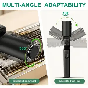 Cordless Electric BBQ Grill Brush, Rechargeable with 2 Replaceable Wire Brushes, Adjustable Head - Heavy Duty Barbecue Tools for Cleaning Grill Dirt, Rust, Paint Removal & Welding