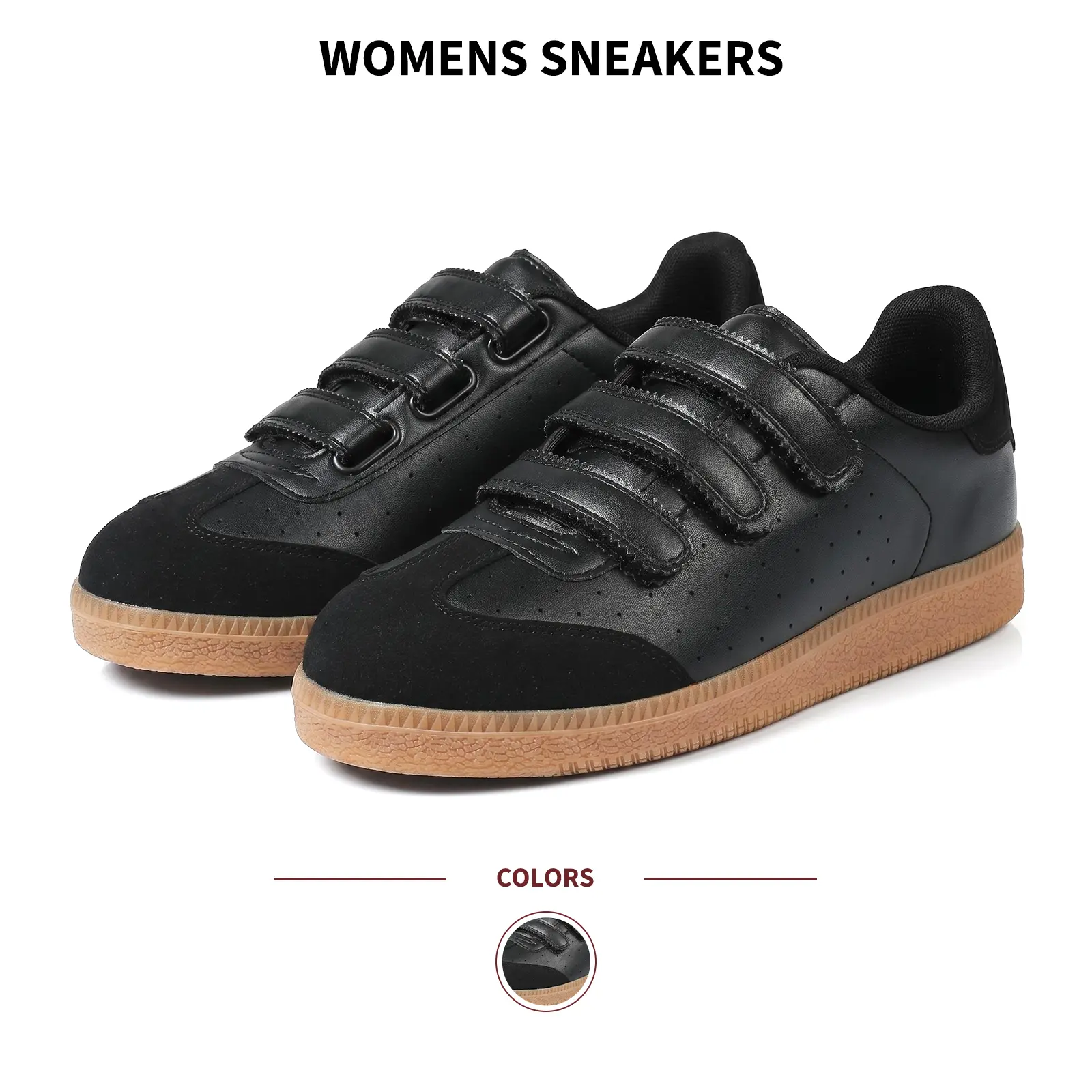 VIMISAOI Womens Sneakers Round Toe Flat Heel Velcro Straps Casual Weekend Wear Travel Party Event Evening Walking Sports Concert Lightweight Breathable Summer Hot Weather Shoes