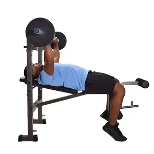 Stamina Adjustable Steel Weight Bench Barbell Rack Combo Set for Home Gym, Black Adjustable Foldable Stamina Adjustable Steel Weight Bench Barbell Rack Combo Set for Home Gym, Black Adjustable Foldable