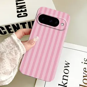 Pink Stripes Minimalist Protective Case for Google Pixel 7 8 9 10 Pro 5G Shockproof Precision - Hole Film Case New Cover Accessories