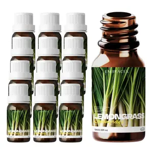 12pc 10ML Lemongrass Essential Oils, Natural Plant Fragrance Oils, Car Air Freshener, Humidifier Diffuser, Candle Making, Body Massage, No Alcohol