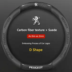 Leather Car Steering Wheel Cover for Peugeot Gt-Line Models, Durable Leather Material, Perfect Fit for Multiple Peugeot Vehicles