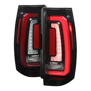 2007-2014 Tahoe/Suburban / 2007-2014 Yukon/Yukon Denali LED Sequential Turn Signal Tail Lights  (Jet Black Housing/Clear Lens)