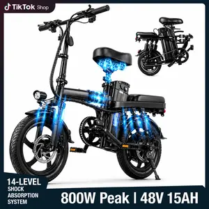 Foldable Electric Bike 800W Peak Motor 48V15Ah Removable Battery 25 Miles Range 20 MPH UL2849 Certified Urban Commuter Bicycle Seat Dual Tire speed ebike l foldable l built-in