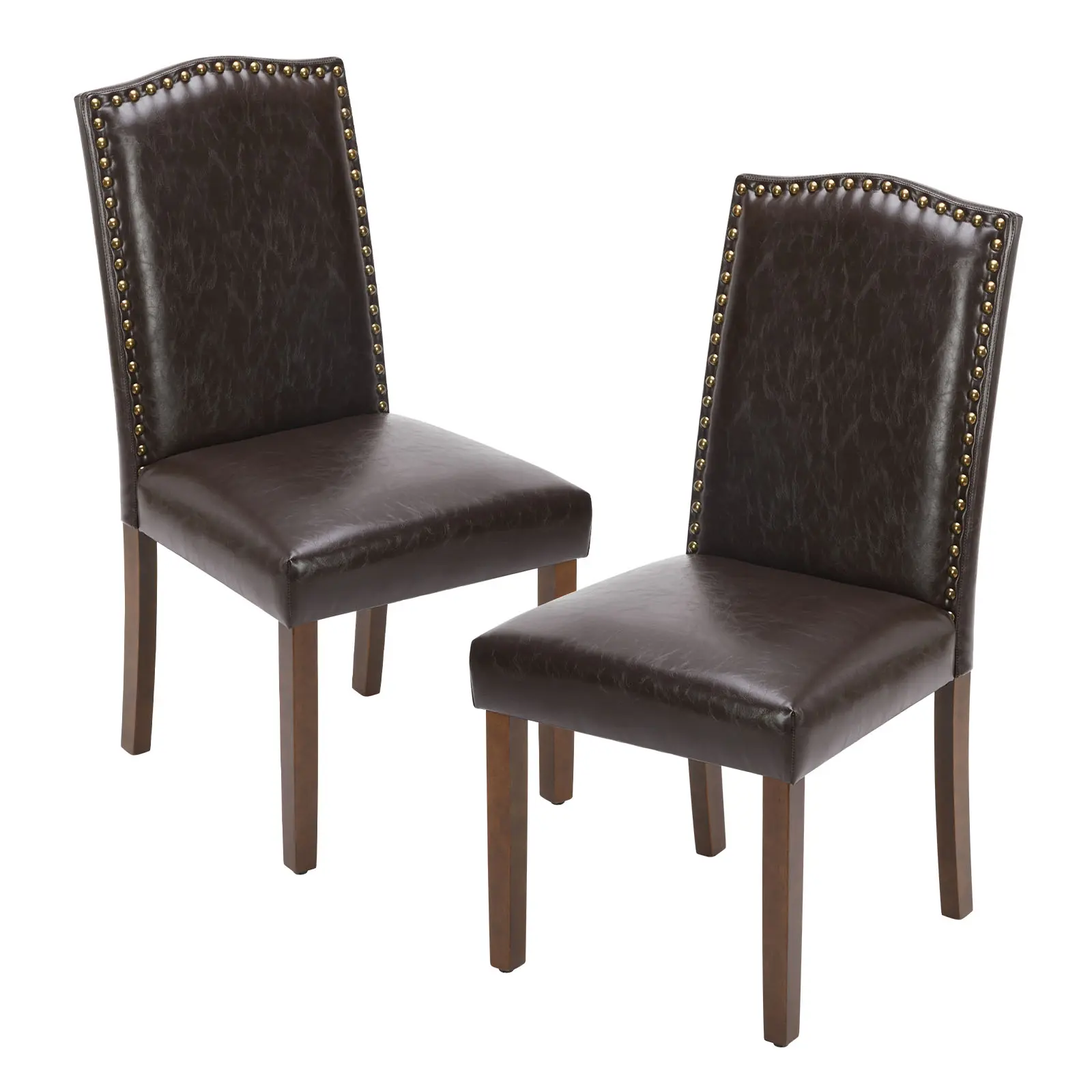 Modern Armless Dining Chairs With Upholstered Fabric,Nailhead Trim And Wood Legs,2 Pack