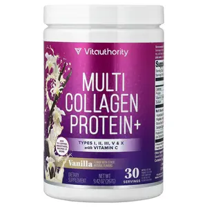Vitauthority Multi Collagen Protein+, Vanilla, 9.42 oz (267 g)