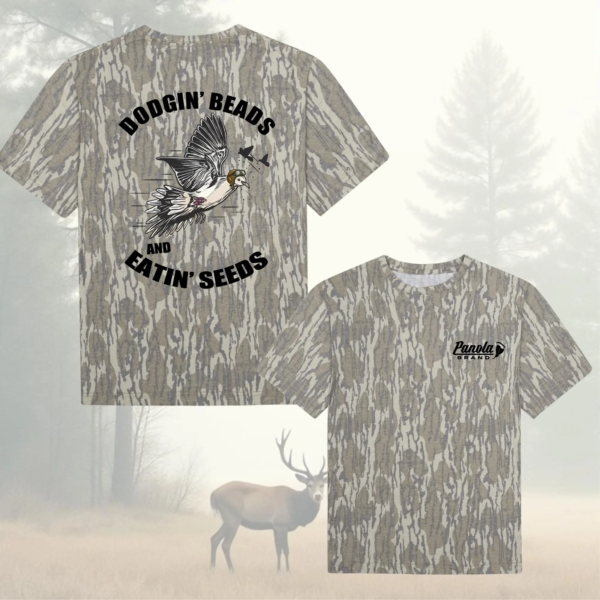 Dodgin' Beads and Eatin' Seeds Dove Hunting Camo T-Shirt for Men Dove Hunting Camo T-Shirt Casual Crewneck