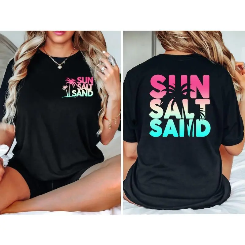 Sun Sand Salt Beach Shirt, Retro Shirt, Trendy Beach Shirts for Women, Summer Vacation Shirts, Womens Oversized Beach Shirt,summerwins Streetwear Tshirt