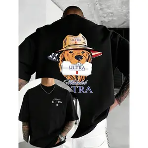 Golden Retriever & Michelob ULTRA Inspired Graphic T-Shirt, 220G 100% Cotton, Soft Breathable Loose Fit Tee for Men & Women, Y2K Street Style, Ideal for Daily Casual, Beach & Beer Festival Wear, Great Gift for Pet & Beer Lovers