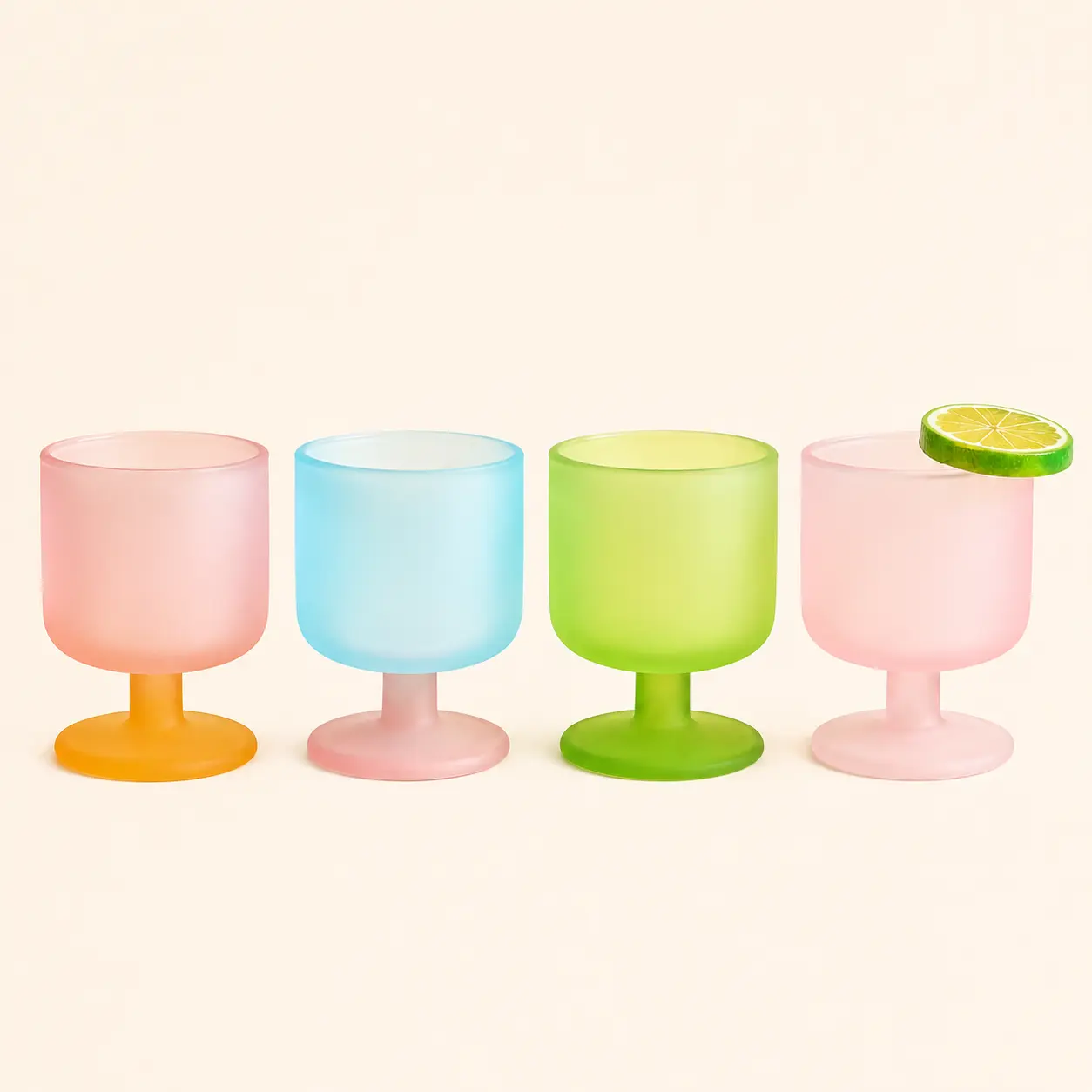 home,Candy-colored crystal summer high-end wine glasses, French-style brandy and red wine glasses, frosted pink tall glasses, cocktail glasses with high aesthetic value