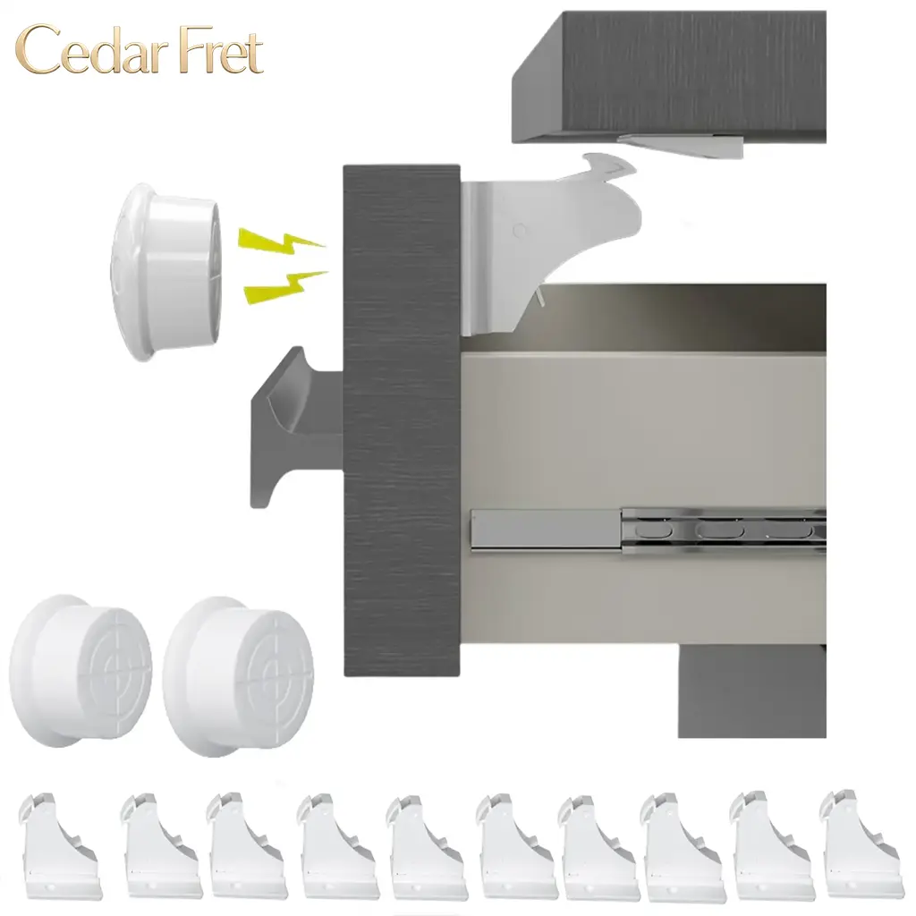 10 Pack Magnetic Cabinet Security Locks with Lock Structure & 2 Matching Keys, Drill-Free Household Cabinet Hardware, Simple Installation Anti-Open Lock Suitable for Kitchen, Bathroom Storage Cabinets and Drawers, Daily Home Storage Safety Protection