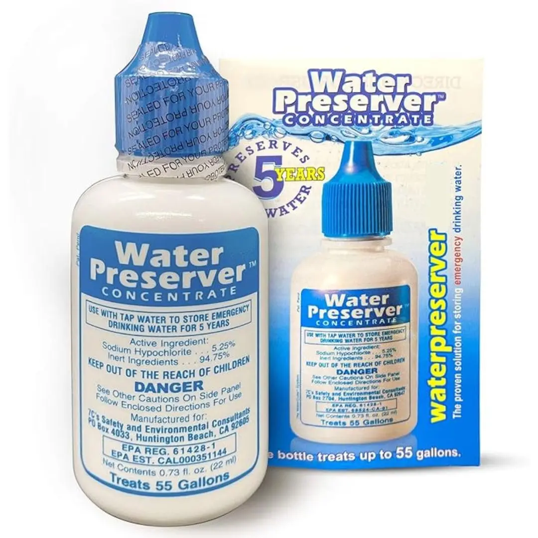 Compact 5-Year Water Preserver, 8x2 in Emergency Storage Survival Supply for Purifying Water, Purifies Water