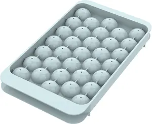 Ice Cube Tray with Lid - Round Ice Tray for Freezer with Lid - Ice Cube Trays for Freezer (One Tray Only)