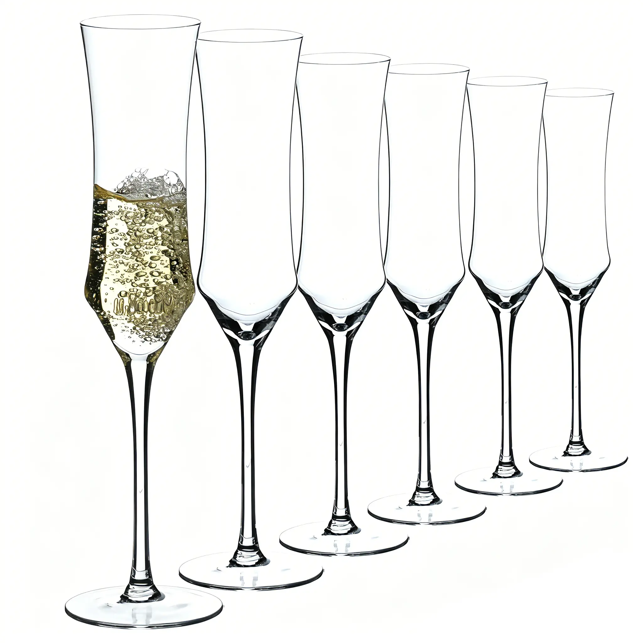 Champagne Flutes Set, 7 Oz Elegant Stemmed Flute Glasses Set of 6, Dishwasher Safe Sparkling Wine Glass Mimosa Glasses for Parties Weddings