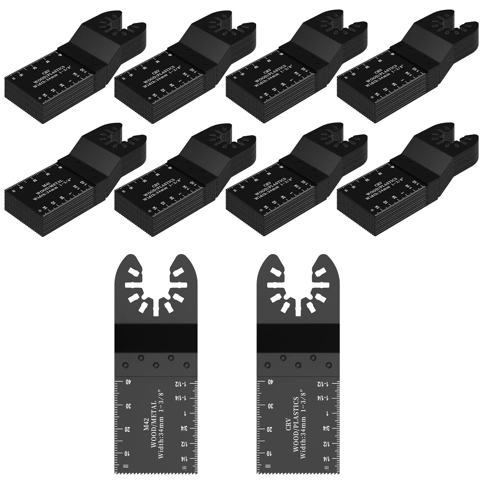 HYCHIKA 80 Saw Blades, 1-3/8 Inches (34mm) Universal Quick Release Oscillating Multitool Blades, Compatible with Dewalt Dremel Fein Worx Bosch Makita Milwaukee for Precision Cutting, Home DIY Tasks, Oscillating Tool Blades