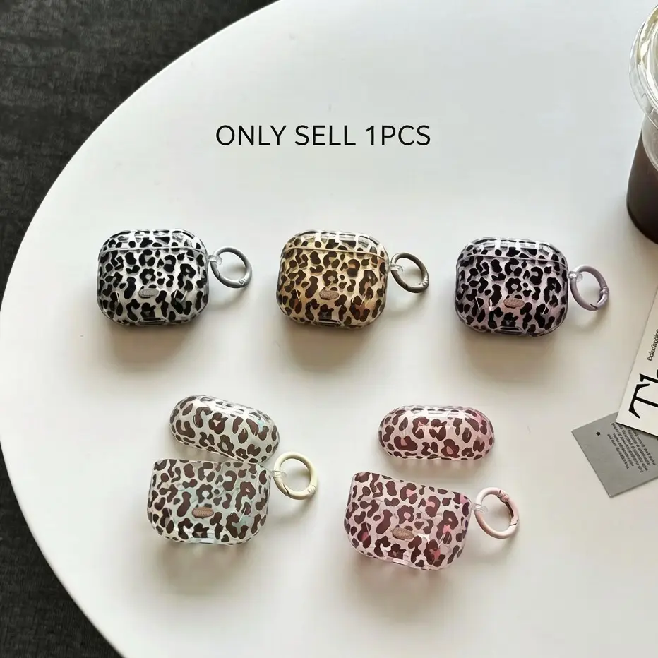Transparent Leopard Print Earphone Case Protection for Apple AirPods Pro 2, AirPods Pro, AirPods 4, AirPods 3, AirPods 2, Fashionable Women's Earphone Cover, Earphone Protective Cover