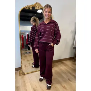 Scuba Stripe 2 Piece Set Dark Cherry
