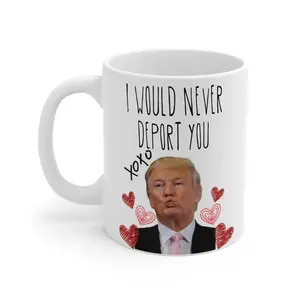 Humorous Valentines Day Mug Featuring Trump Meme Whimsical Gag Gift Perfect for Celebrations